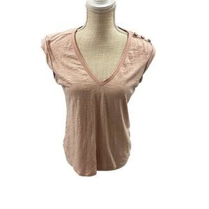 White House Black Market Pink Tee V-Neck Top Women’s Size M